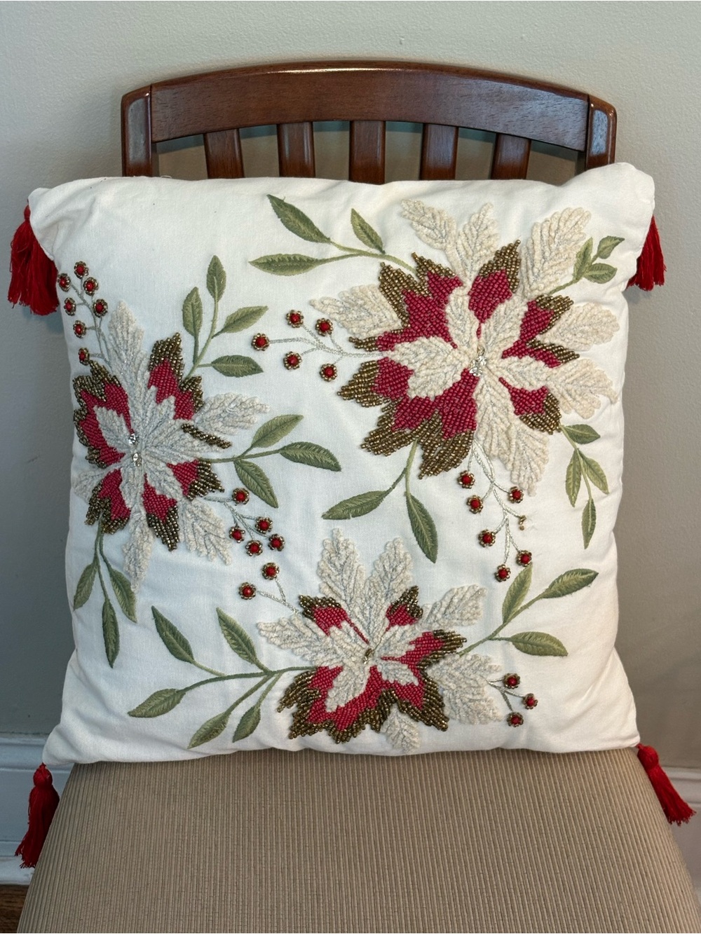 Pier 1 Imports Beaded and Embroidered Accent Pillow